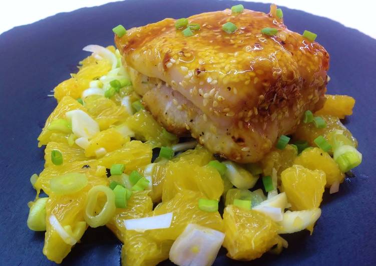 Filetto persico laccato al miele e arance