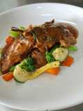 Pan seared sirloin steak with lyonaise potato & brown sauce