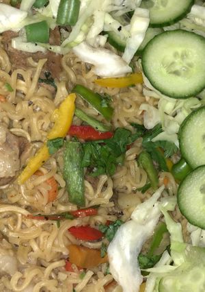 A picture of Noodles soup.
