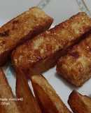 Dedos veganos de tempeh con gajos de papa