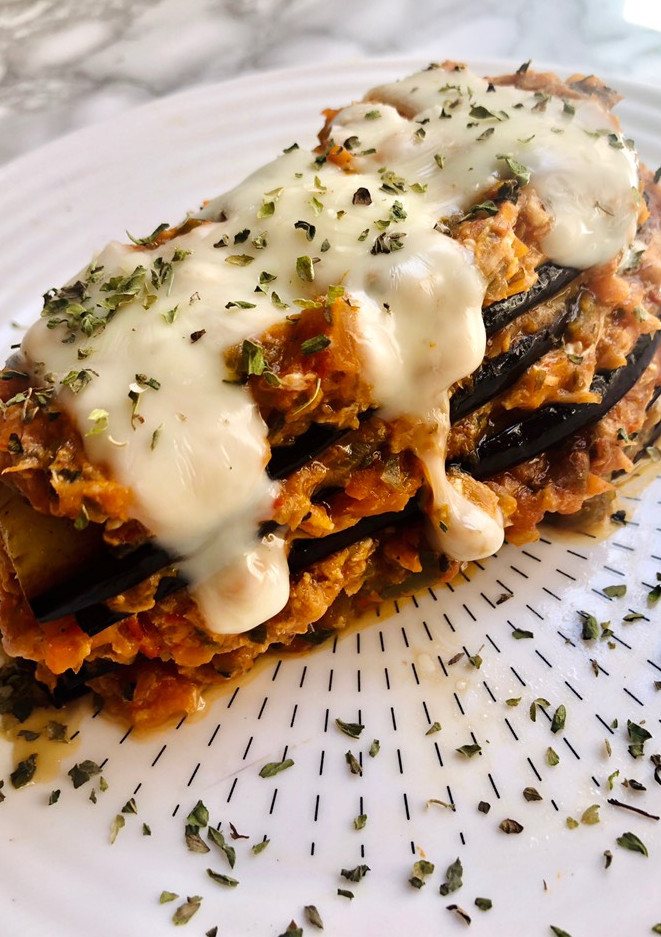 Una foto de Lasaña de berenjena con atún 🍆