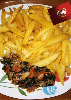 A picture of Irish potatoes with vegetable sauce.