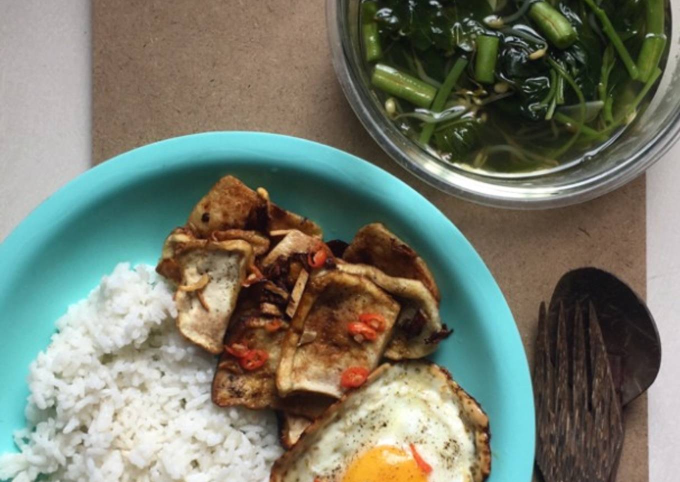 Tumis Tahu, Goreng Telur dan Sayur Bening