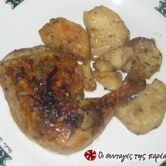A picture of Simple chicken in the oven.