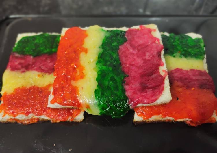 Rainbow cheese toast