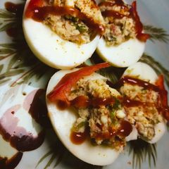 A picture of Deviled eggs.