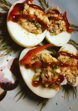 A picture of Deviled eggs.