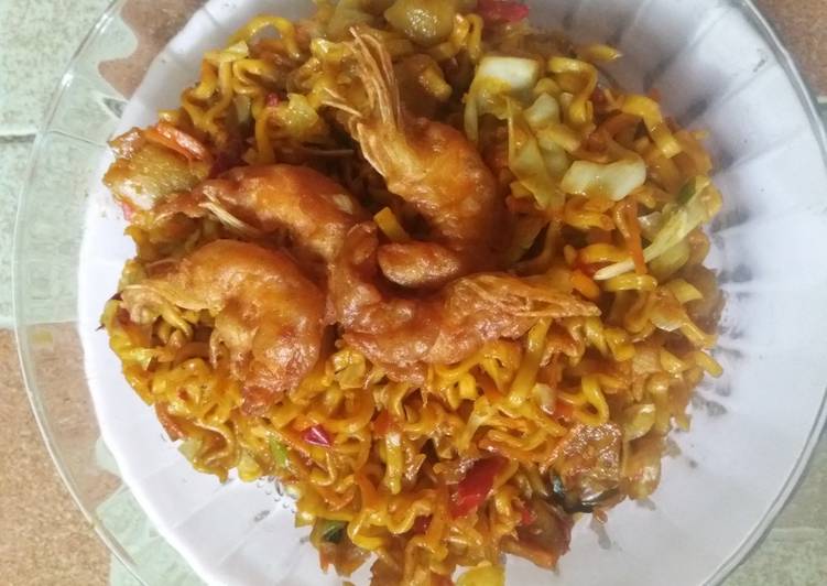 Resep Udang Krispi Di Sarang Burung Mi Goreng Pedas Yang Lezat