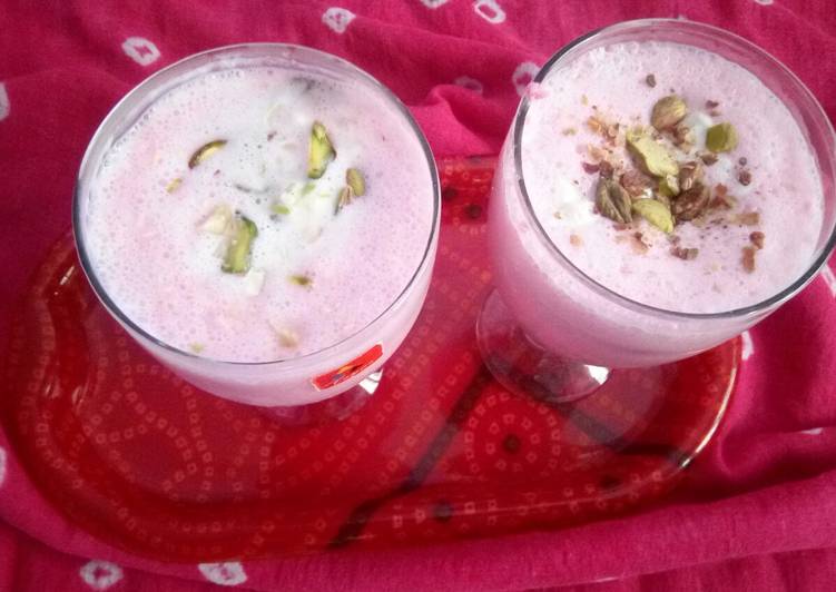 Steps to Prepare Super Quick Homemade Rose Flavour and Kesar Pista Lassi