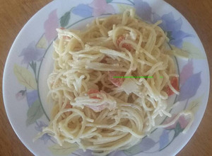 Una foto de Espagueti de crema