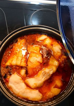 Una foto de Bacalao con pisto
