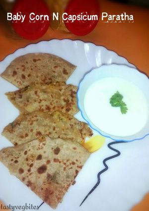 A picture of Baby Corn N Capsicum Paratha recipe.