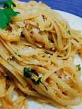 Tallarines con tocino ahumado
