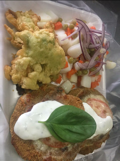 Una foto de Milanesas de calabaza napolitana