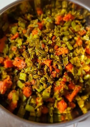 A picture of Cluster beans Carrot Coconut Curry.