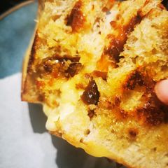 A picture of Caramelised onion grilled cheese.
