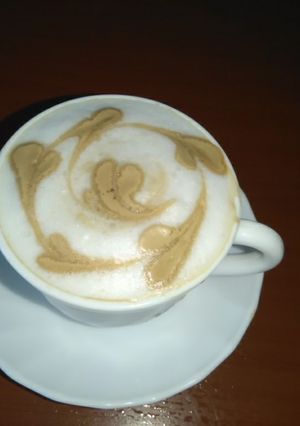 A picture of Cappuccino without any machine or milk frothier.