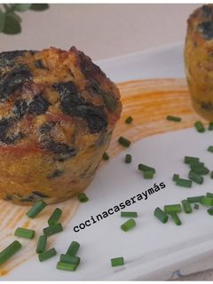 Una foto de Flanes de espinacas y champiñones