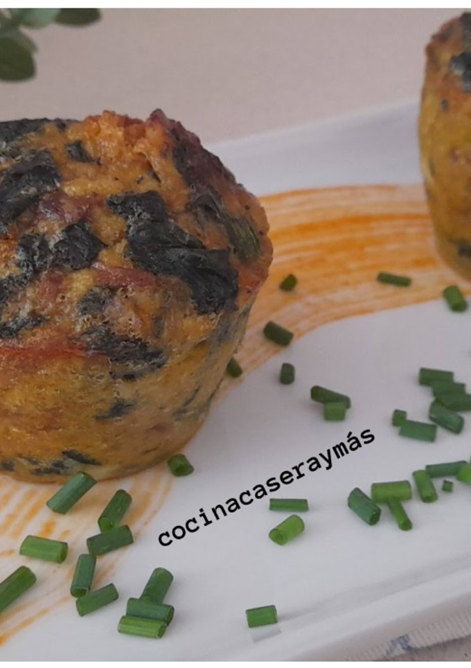 Una foto de Flanes de espinacas y champiñones