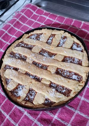 Una foto de Pastafrola con dulce de leche y coco...Súper fácil 🙌🏽