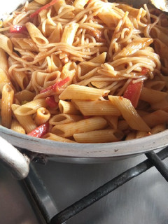 A picture of Spaghetti with pasta.