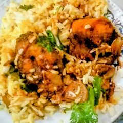 A picture of Airfryer Tiffin Box Fish Biryani.
