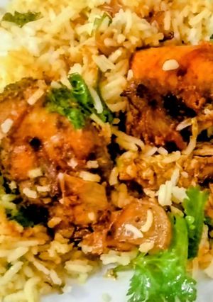 A picture of Airfryer Tiffin Box Fish Biryani.