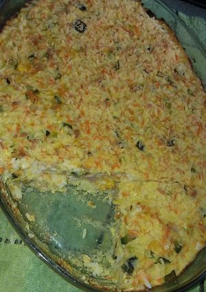 Una foto de Soufflé de arroz cremoso con verduras