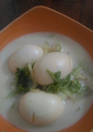 Foto resep Sawi telur kuah santan encer