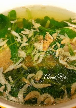Hình của món Canh cải con nấu xương gà tép khô.