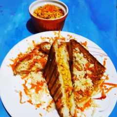 A picture of Paneer Bhurji Grilled Sandwiches.