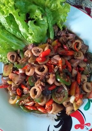 Foto resep Tumis cumi asin pedas simple bangett enak nikmat