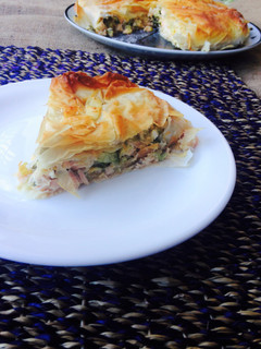 A picture of Salmon Phyllo Pie.