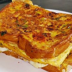 A picture of Veg Double Egg And Cheese Sandwich Breakfast Recipe.
