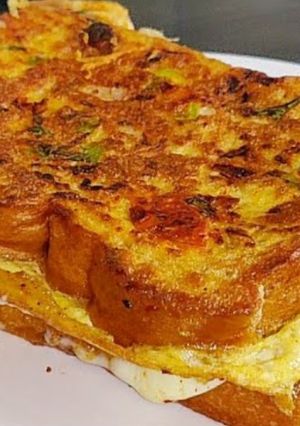 A picture of Veg Double Egg And Cheese Sandwich Breakfast Recipe.