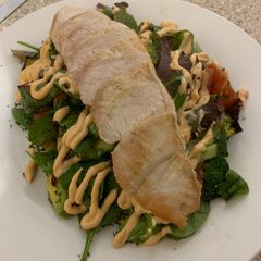 A picture of Pan Roasted Chicken with Broccoli & Avocado salad.