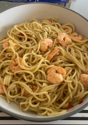 Foto resep Shrimp Pasta (Aglio Olio Spaghetti + Shrimp)