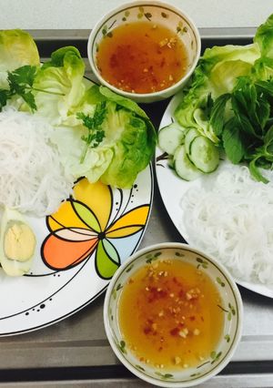Hình của món Bún thịt củ từ, khoai lang tím.