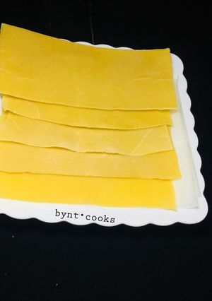 A picture of Homemade lasagna sheets.