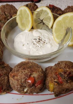 A picture of My Sweet Chilli Peppered Meatballs & Lemon Garlic Dip.