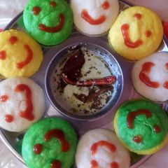 A picture of Independence day special colourful idli.