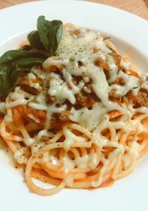 Hình của món Spaghetti (Mỳ Ý bò băm sốt cà chua).