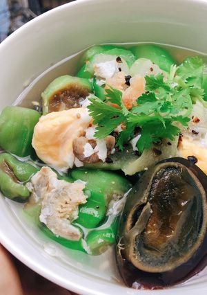 Hình của món Miến mướp tôm và trứng.
