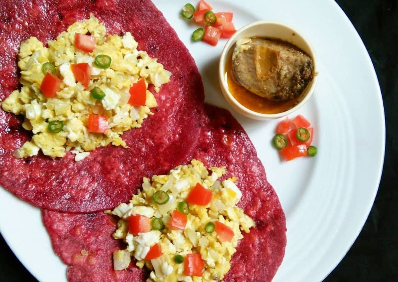 Oats Beetroot paratha and Paneer Bhurji