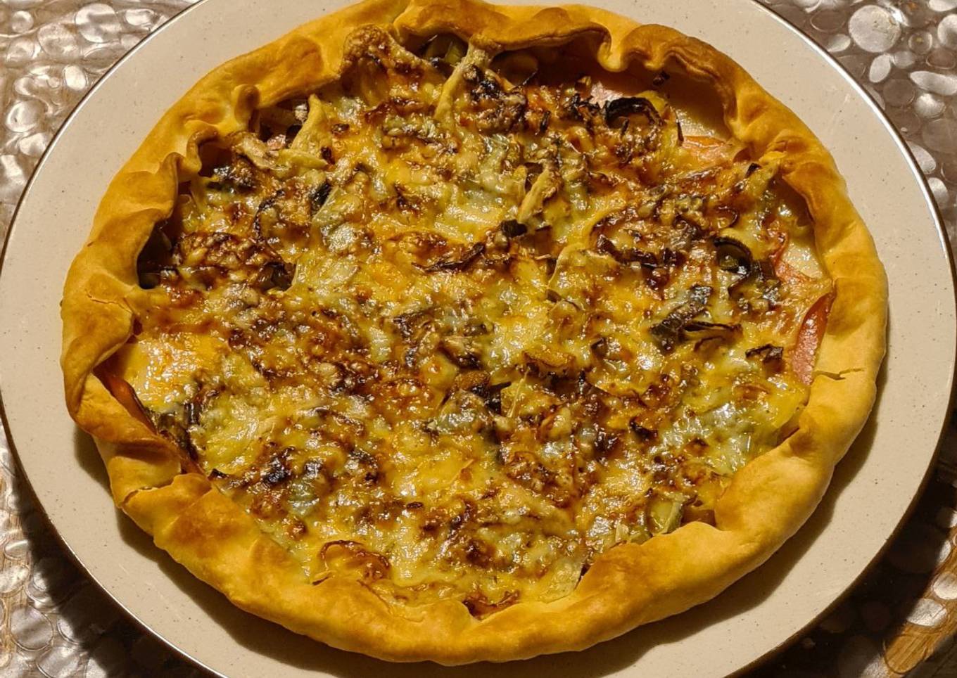Tarte bacon, poireau et comté
