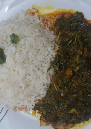 A picture of White rice and fried alaiyahu.