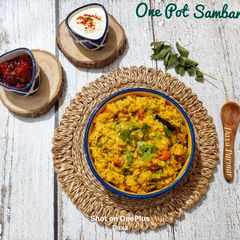 A picture of One Pot Sambar Rice In Pressure Cooker (Sambar Sadam).