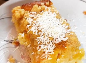 Φωτογραφία της συνταγής Crumble κέικ με ροδάκινα ✨