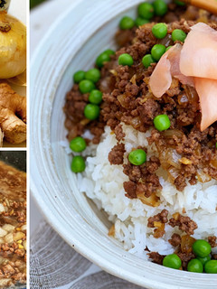 A picture of Soboro Donburi (Miyazakigyu Wagyu Ground Beef Over Rice).