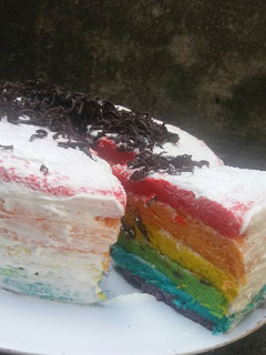 Foto resep Rainbow cake kukus simple
